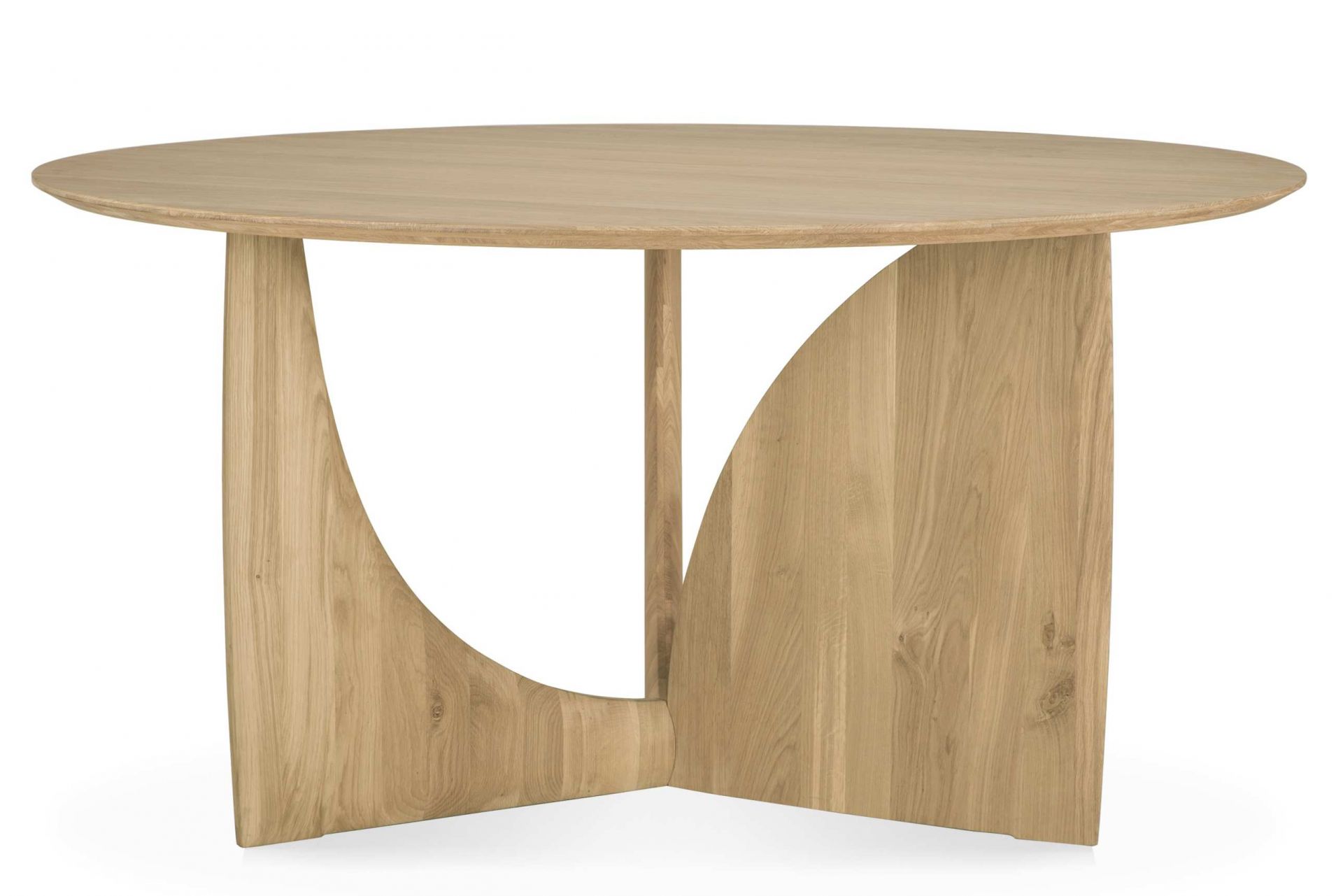 Ethnicraft Geometric Esstisch rund aus Eiche. Moderner Holztisch mit einzigartigem, skulpturalem Design.