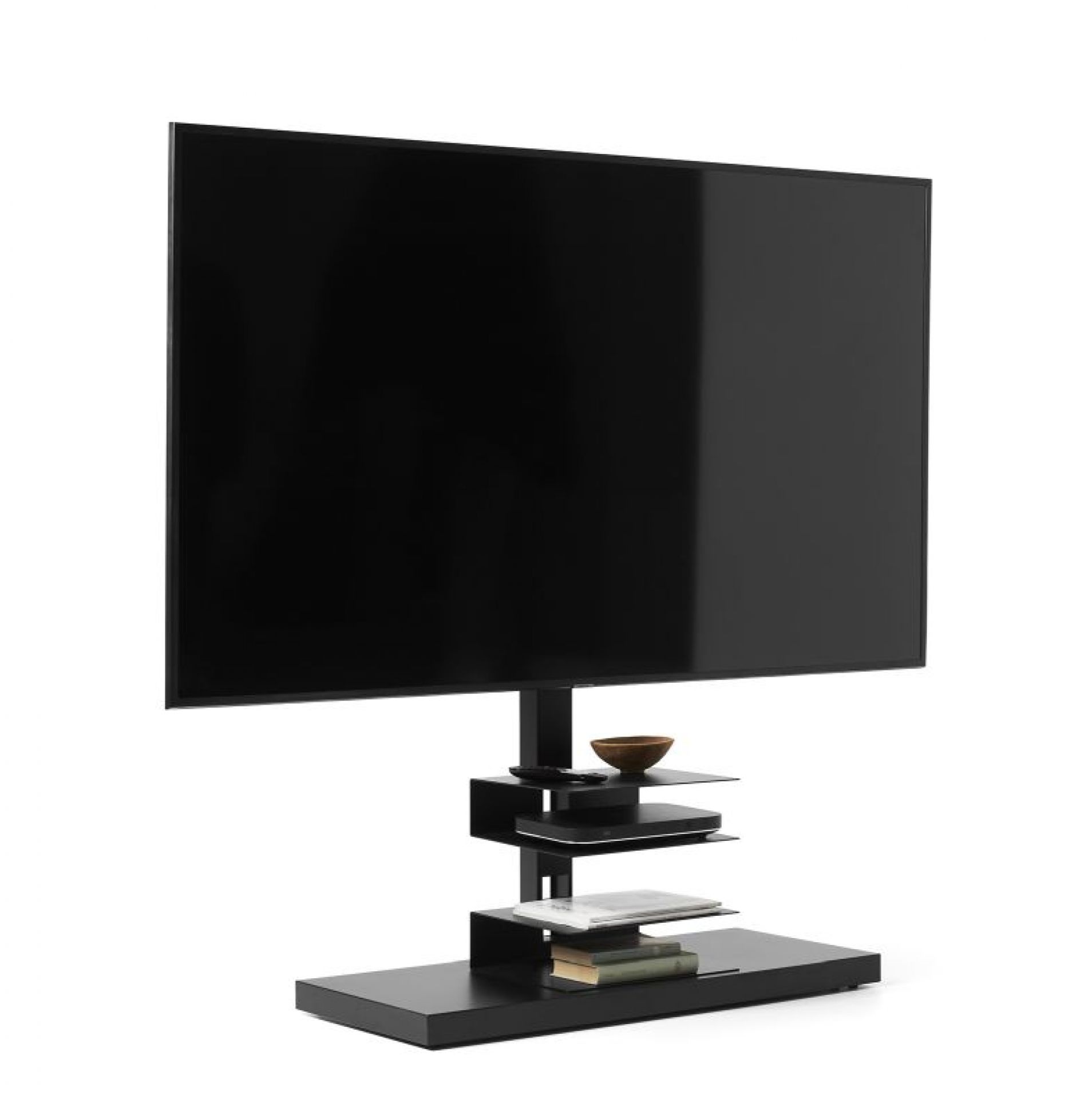 Ptolomeo TV-Ständer schwarz von Opinion Ciatti: Moderner TV-Halter mit Ablageflächen für Zubehör.