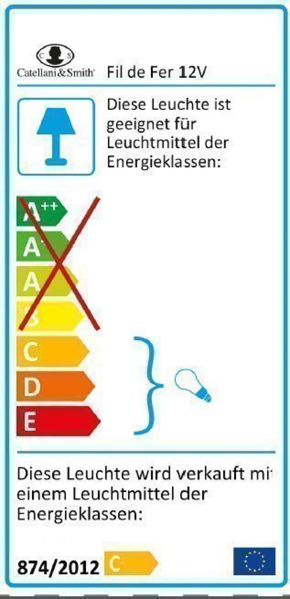 Energielabel der Catellani & Smith Fil de Fer Leuchte mit Energieeffizienzklasse C.
