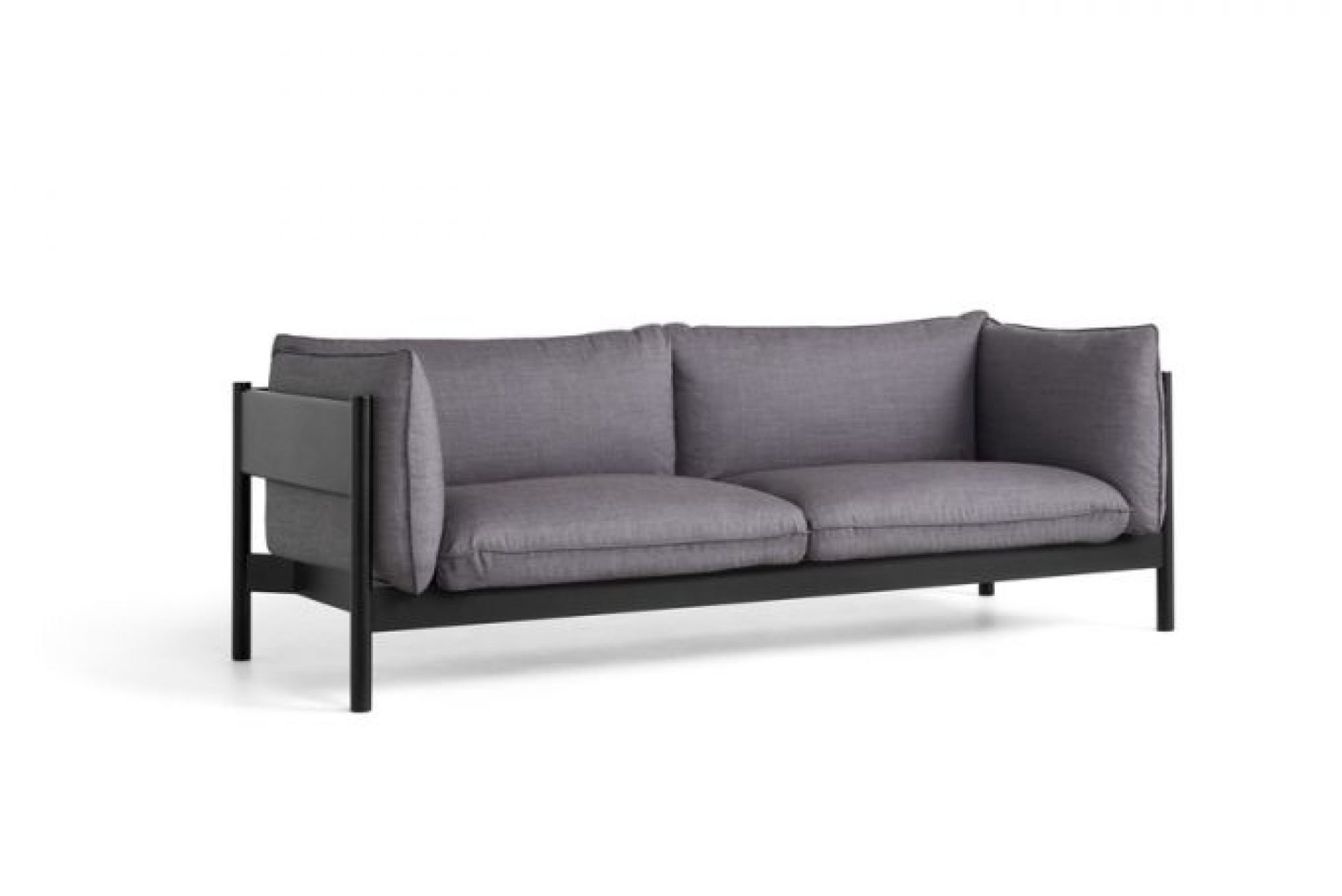 Arbour Eco Sofa: Graues 3-Sitzer Sofa mit schwarzem Rahmen von Hay für Wohnzimmer und Lounge.