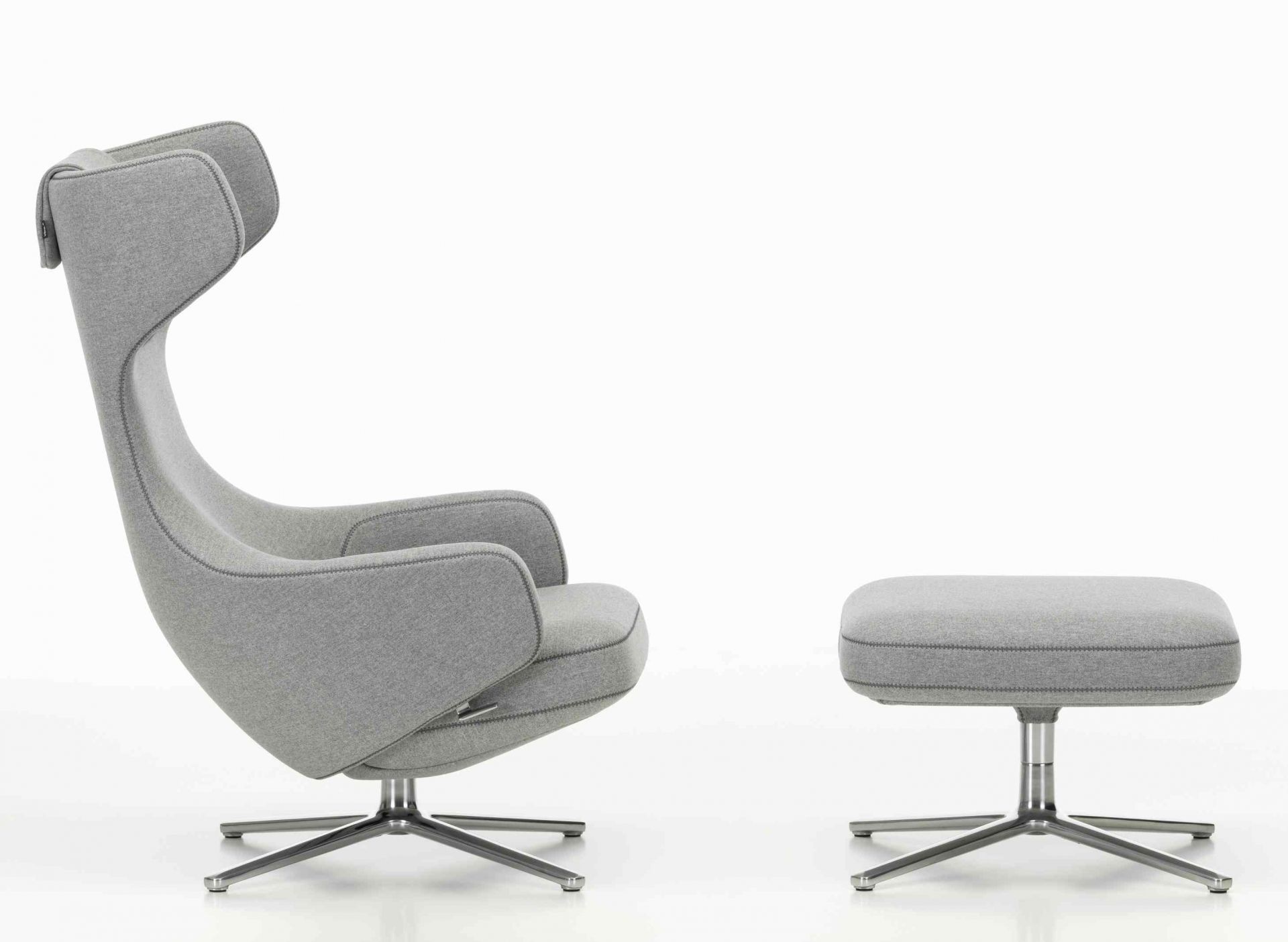 Grand Repos Sessel  + Ottoman Vitra Poliert  Cosy Kieselstein