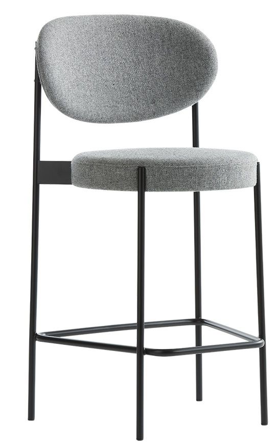 Series 430 Barhocker 65 cm von Verpan, grauer Stoffbezug, schwarzes Metallgestell. Moderner Barstuhl.