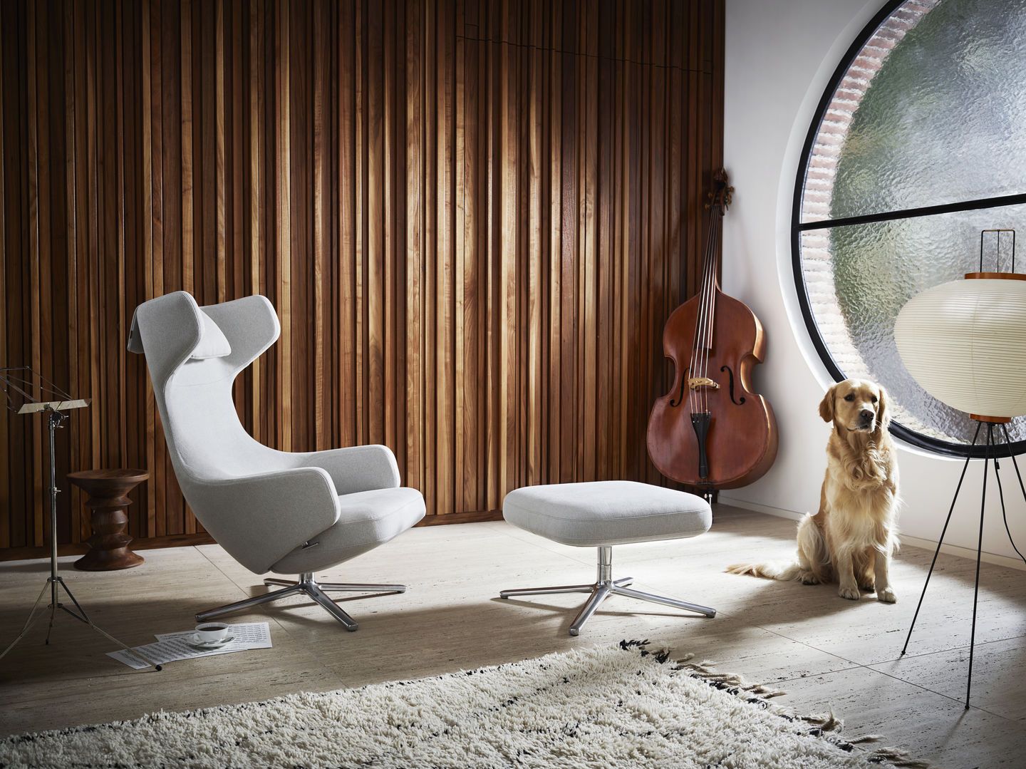 Grand Repos Sessel & Ottoman Vorzugskombination Vitra Cosy Kieselstein 40 cm
