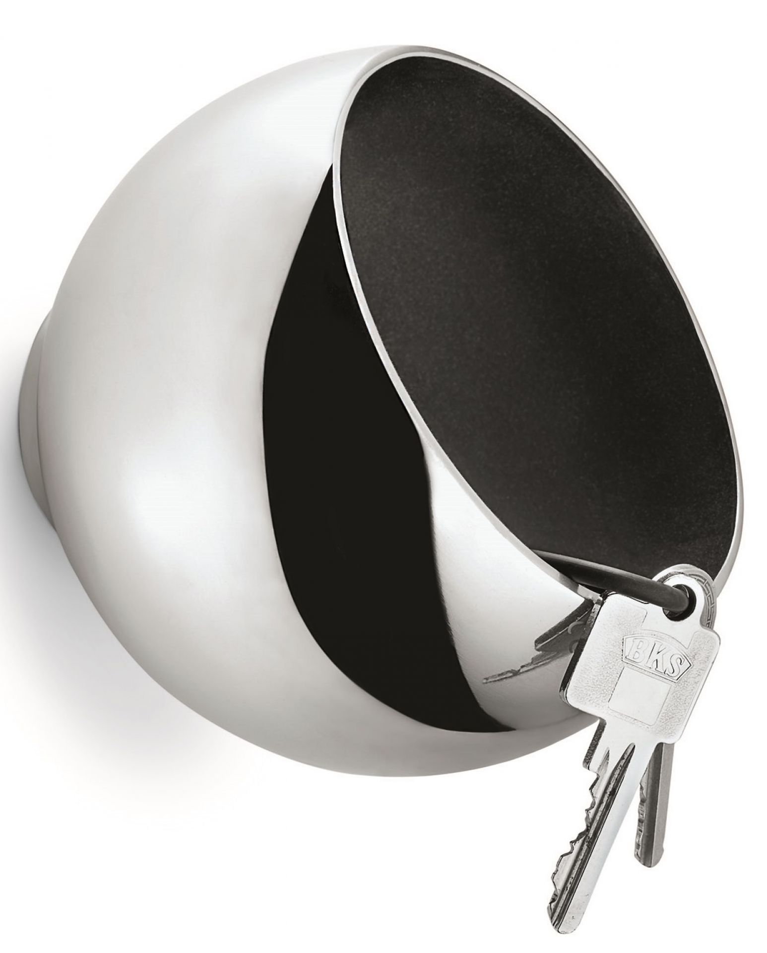 Sphere Garderobenkugel: Chromfarbene Wandgarderobe mit Schlüsselbund, moderne Aufbewahrung für Flur und Eingangsbereich.