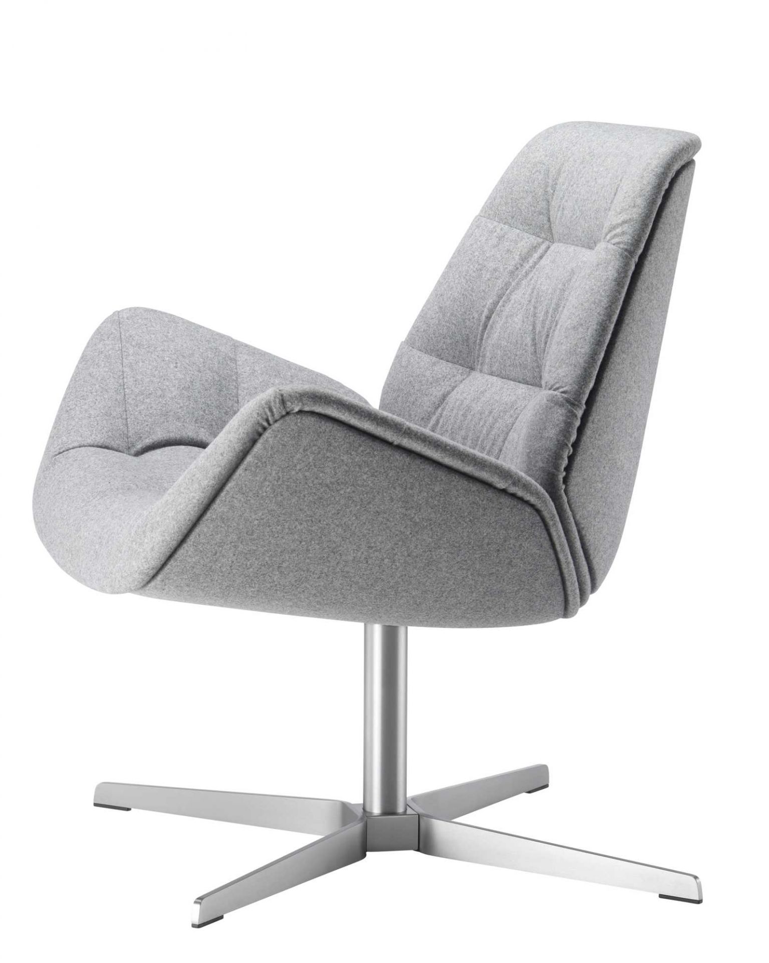 Grauer Thonet Lounge Sessel mit Drehfuß und gesteppter Rückenlehne. Moderner Design Sessel.