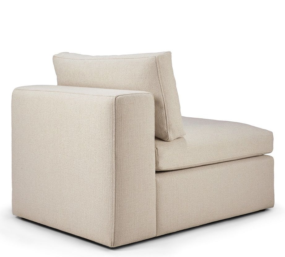 Mellow Sofa, 1-Sitzer in Off White. Modernes Sofa aus Eco Stoff für Wohnzimmer.