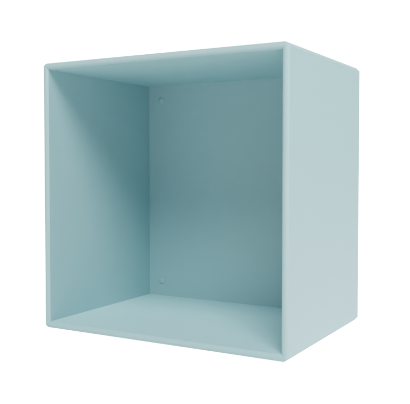 Helles, offenes Montana Mini Modul in Hellblau, ideal für flexible Wandregale und Stauraumlösungen.