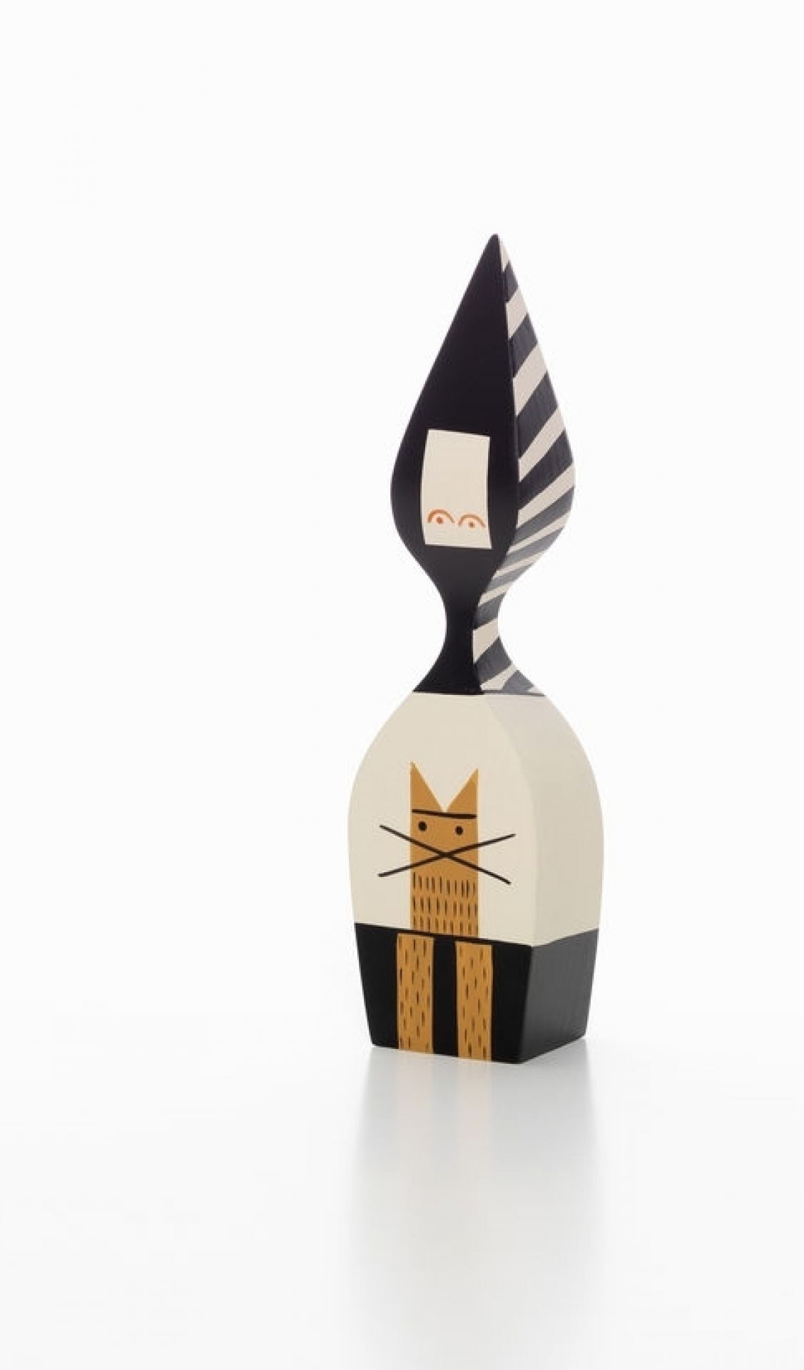 Vitra Wooden Doll No. 20, dekorative Holzfigur mit Katzenmotiv, modernes Designobjekt für Wohnaccessoires.