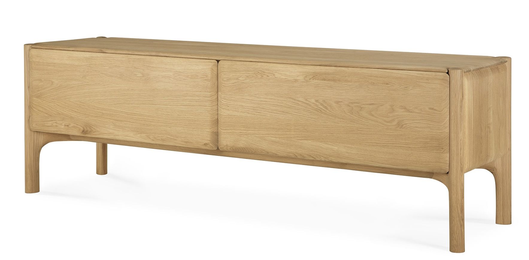 Ethnicraft PI TV Anrichte aus Eiche mit zwei Türen und schlanken Füßen.