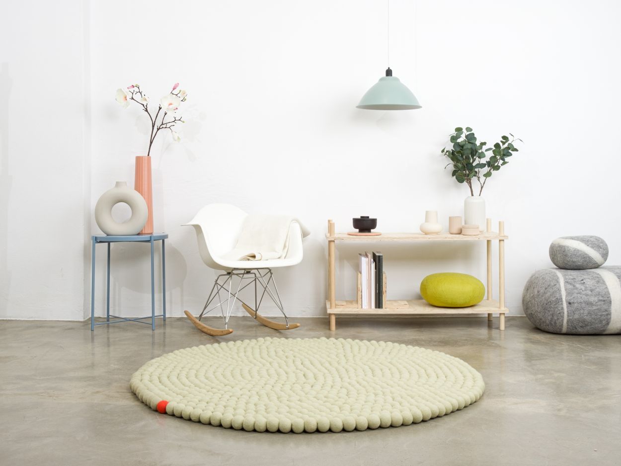 Big One Rund Filzteppich Ø 300 cm myfelt Grünbeige