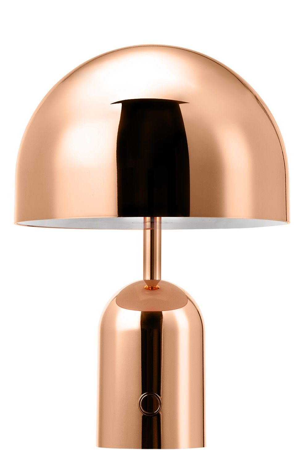 Kupferfarbene Bell Akkuleuchte von Tom Dixon: Moderne LED Tischleuchte für den Innenbereich.