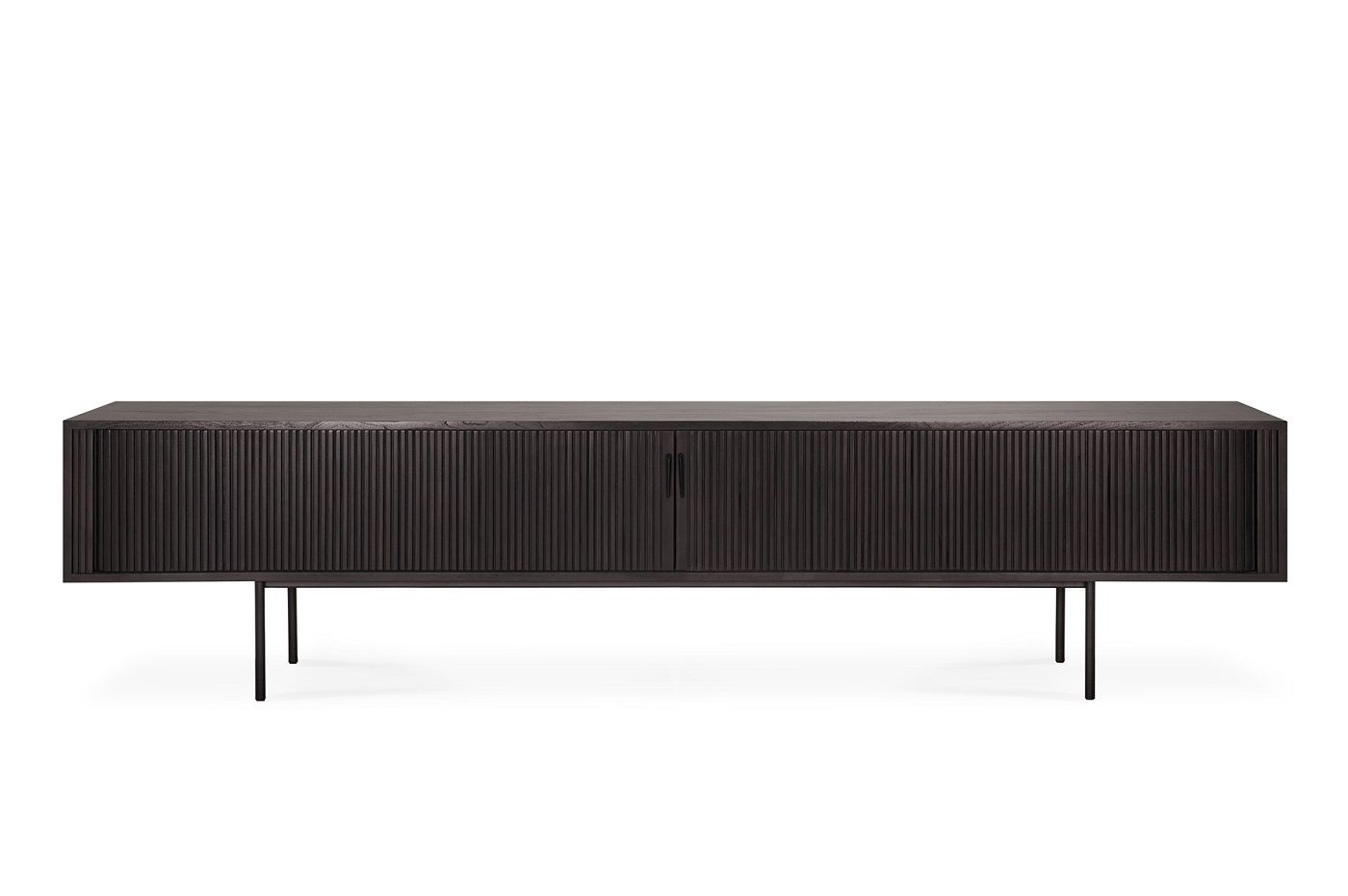 Roller Max TV Anrichte aus Teakholz in Schwarz mit zwei Türen von Ethnicraft.