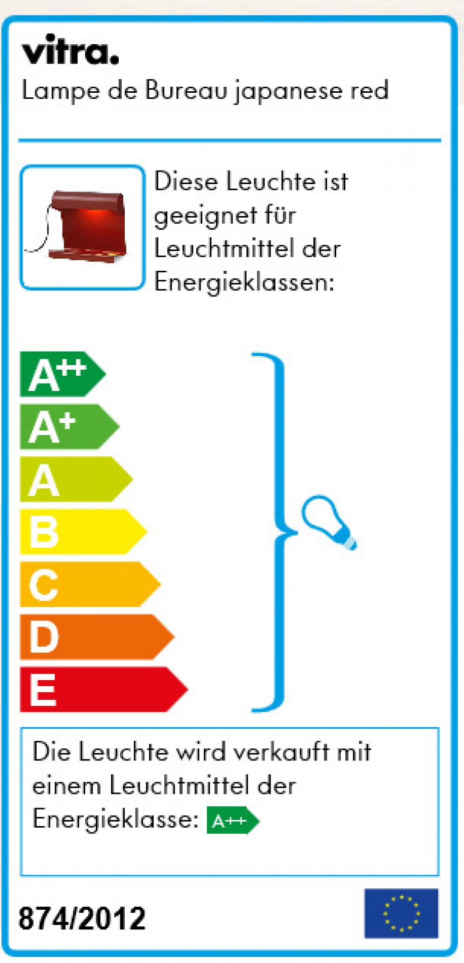 Lampe de Bureau Tischleuchte Vitra Japanese red