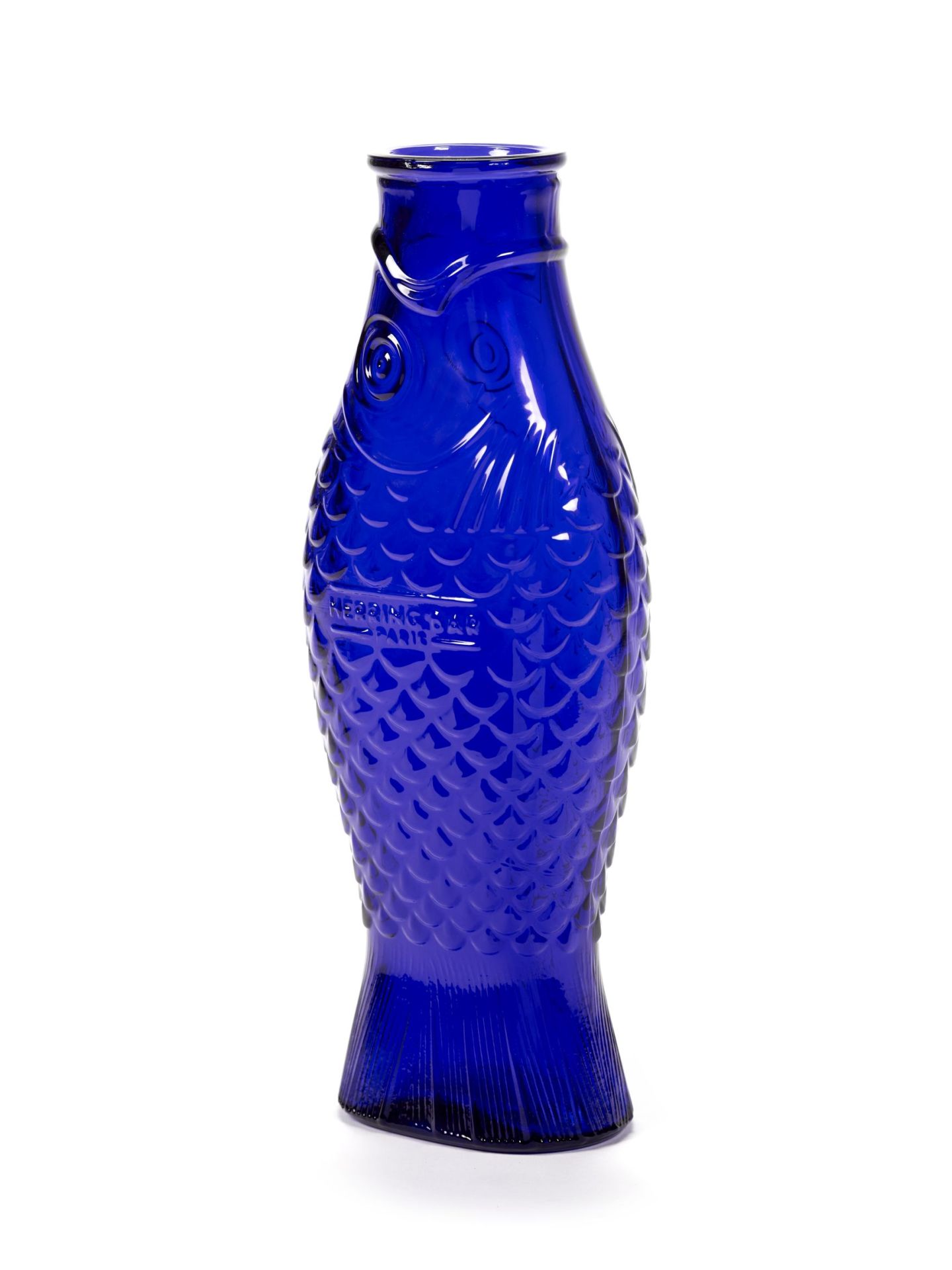 Kobaltblaue Fisch-Flasche von Serax, dekorative Glasflasche in Fischform, ideal als Vase oder Deko-Objekt.