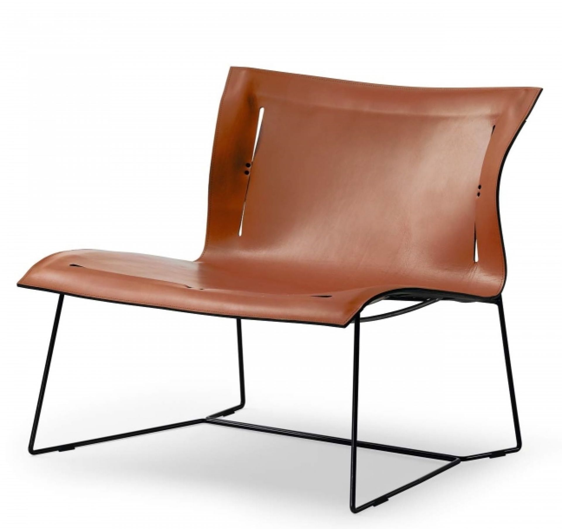 Cuoio Lounge Sessel von Walter Knoll mit braunem Lederbezug und schwarzem Metallgestell.