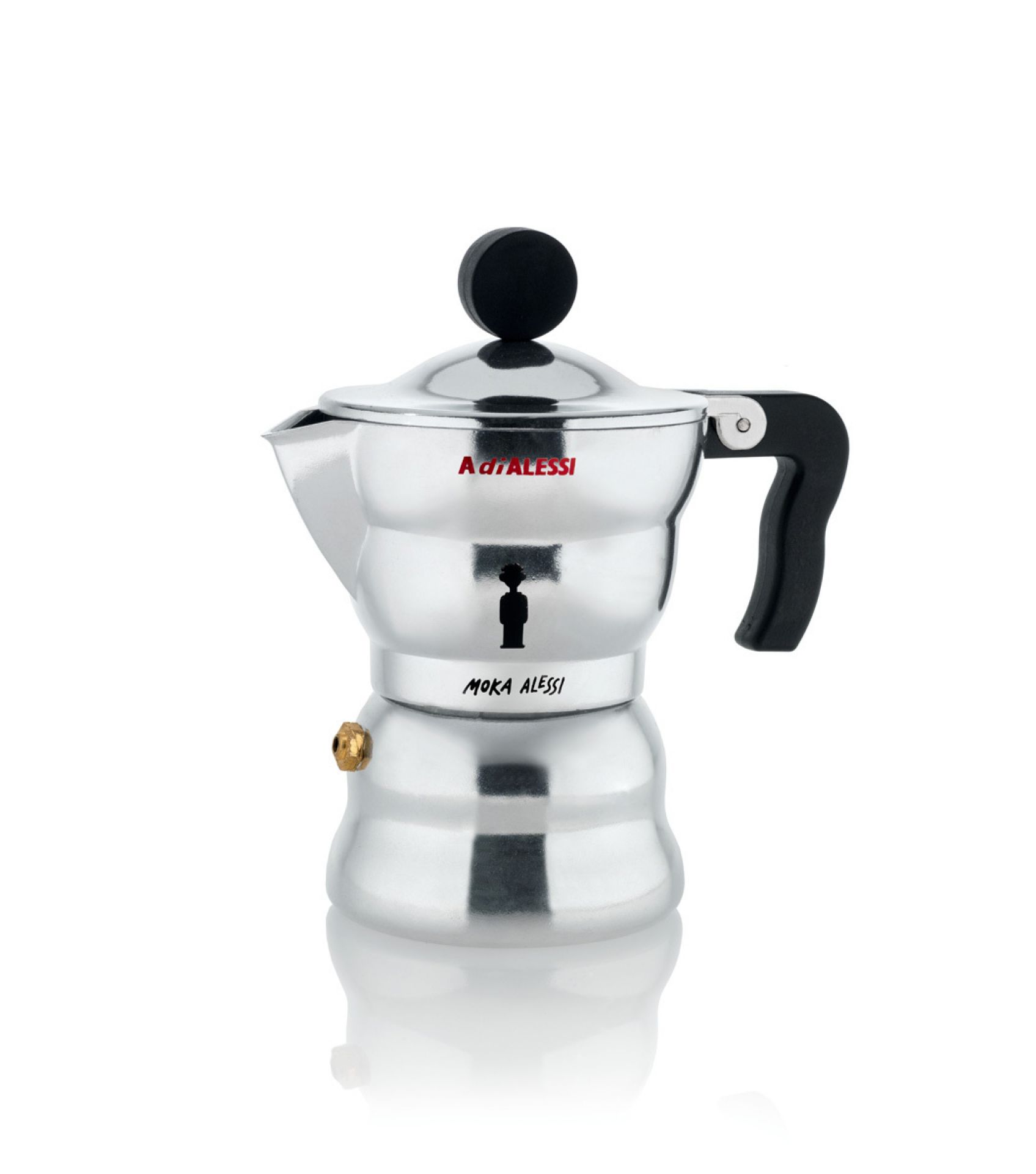 Alessi Moka Espressokocher aus Aluminium, klassische italienische Espressomaschine für aromatischen Kaffee.