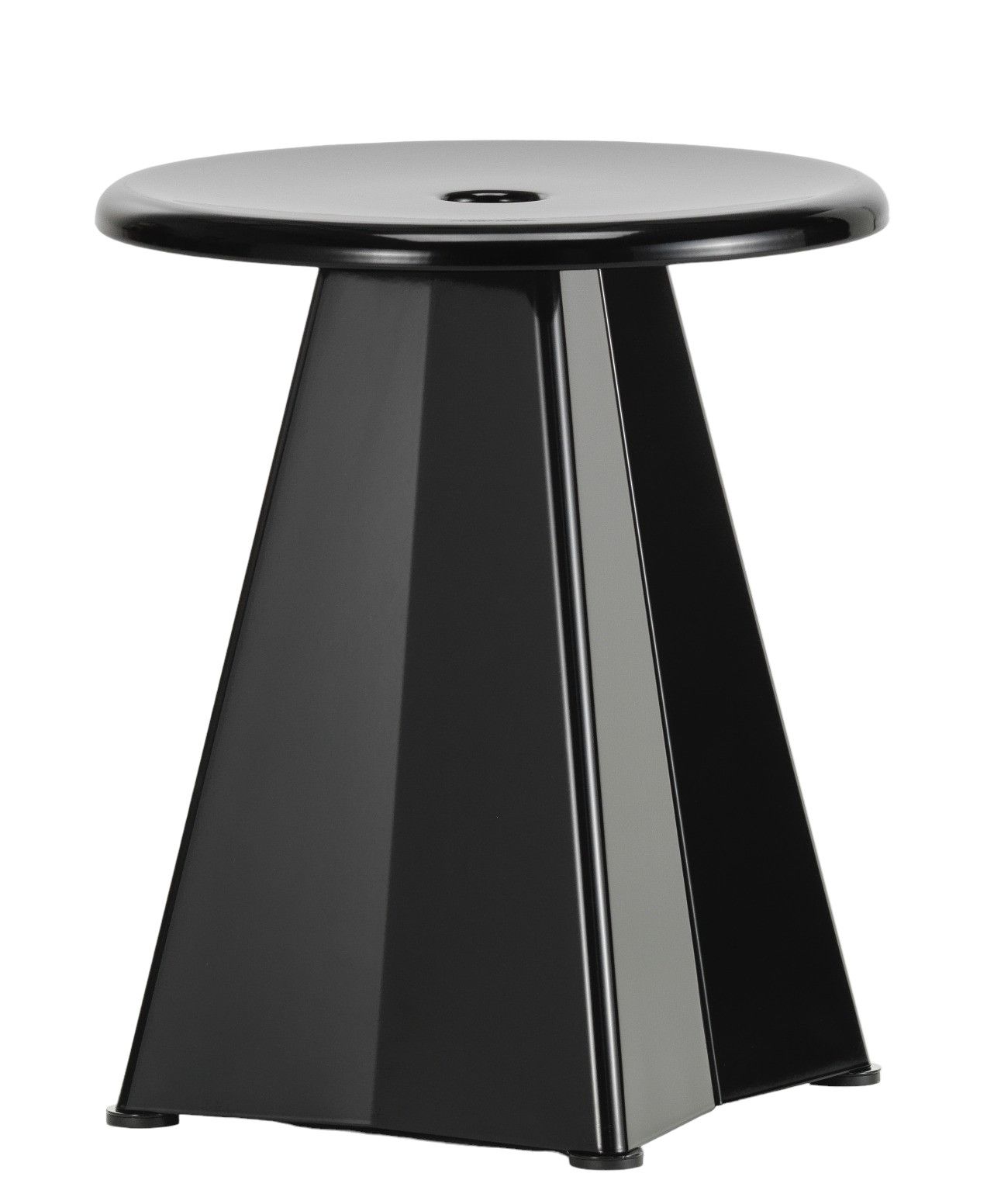 Schwarzer Vitra Hocker "Tabouret Métallique" aus Metall, moderner Design Hocker für Wohnräume.