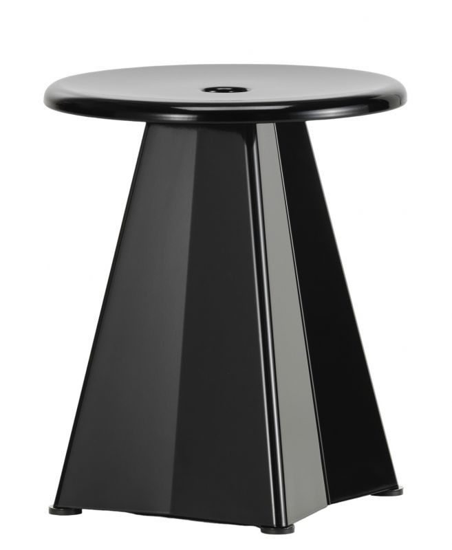 Schwarzer Vitra Hocker "Tabouret Métallique" aus Metall, moderner Design Hocker für Wohnräume.