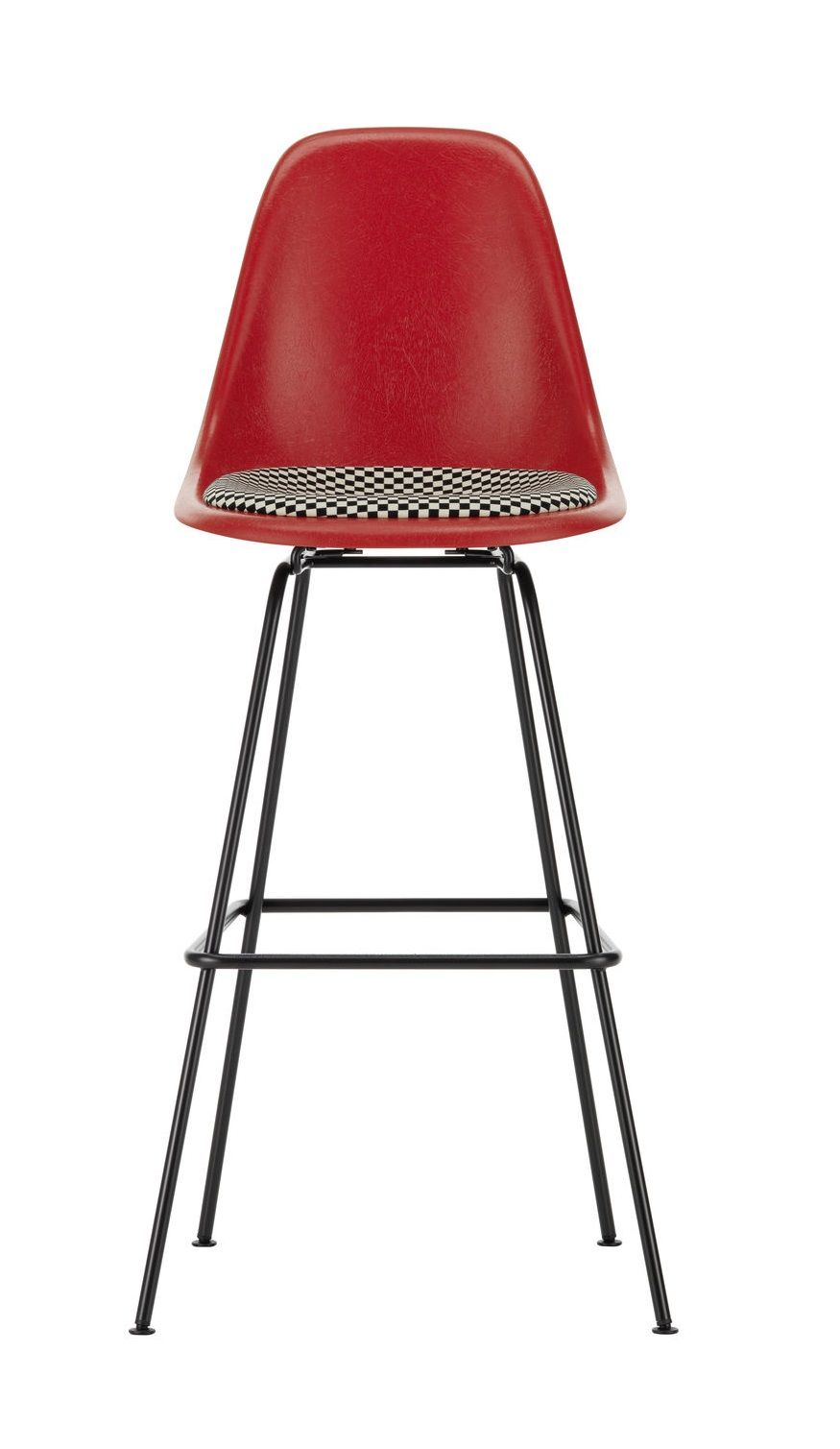 Eames Fiberglass Bar Stool High Barhocker mit Sitzpolster Vitra