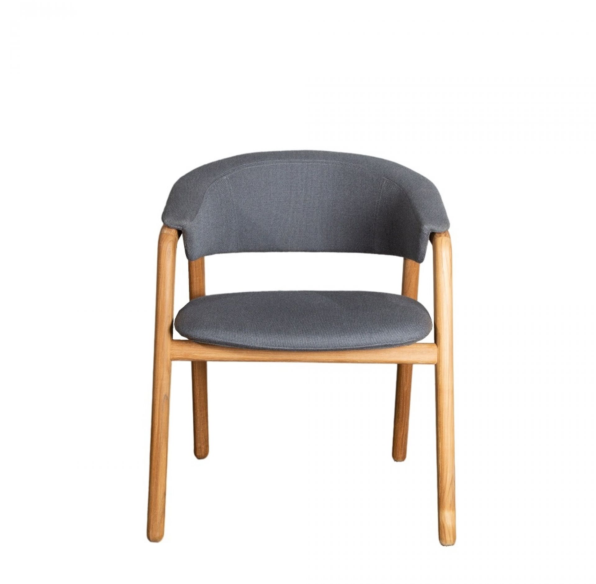 Luna Sessel von Cane-Line: Grauer Outdoor Sessel mit Armlehne und Holzgestell.