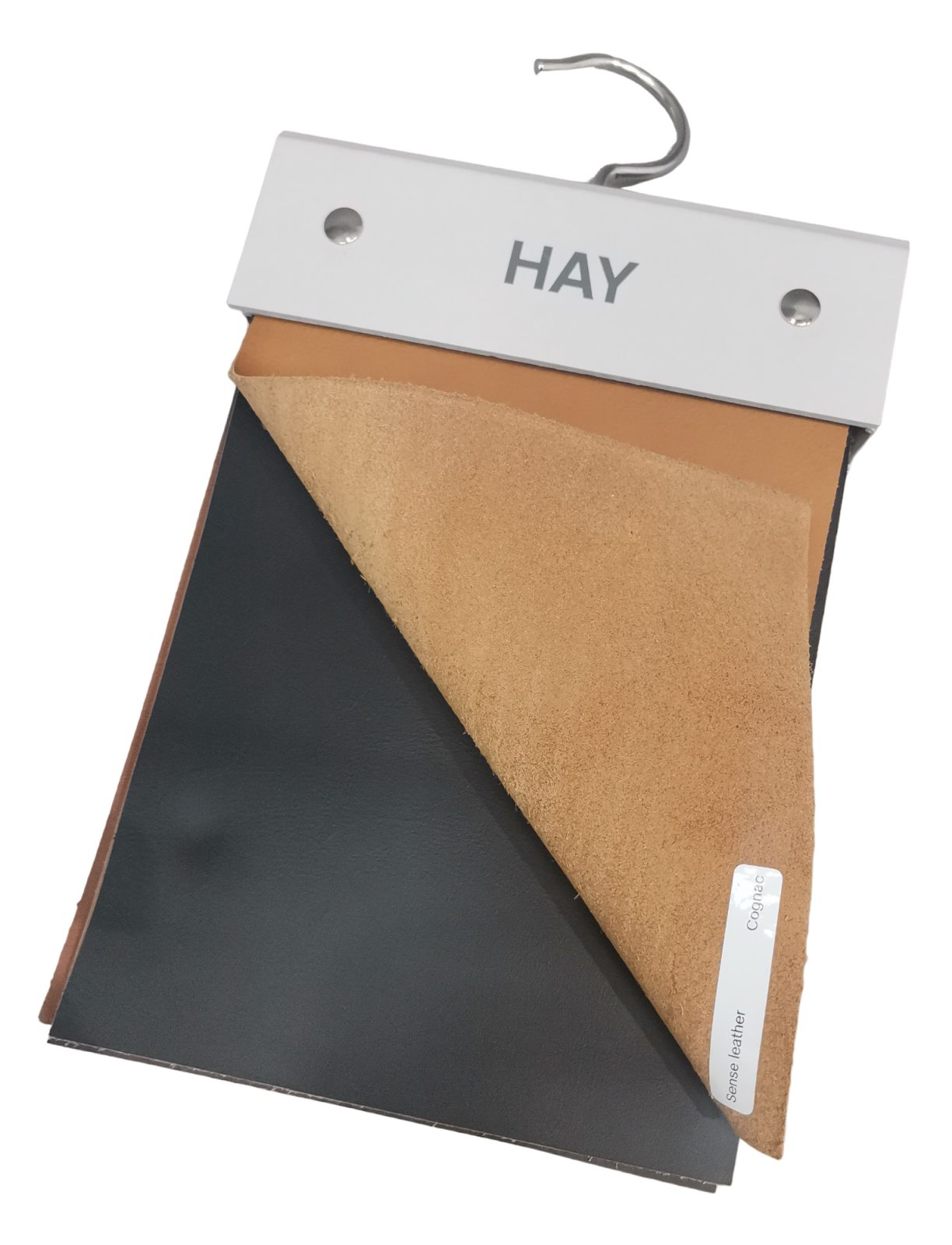 Ledermuster Nevada Hay: Nahaufnahme von Lederproben in Braun- und Schwarztönen für Möbel und Innenausstattung.