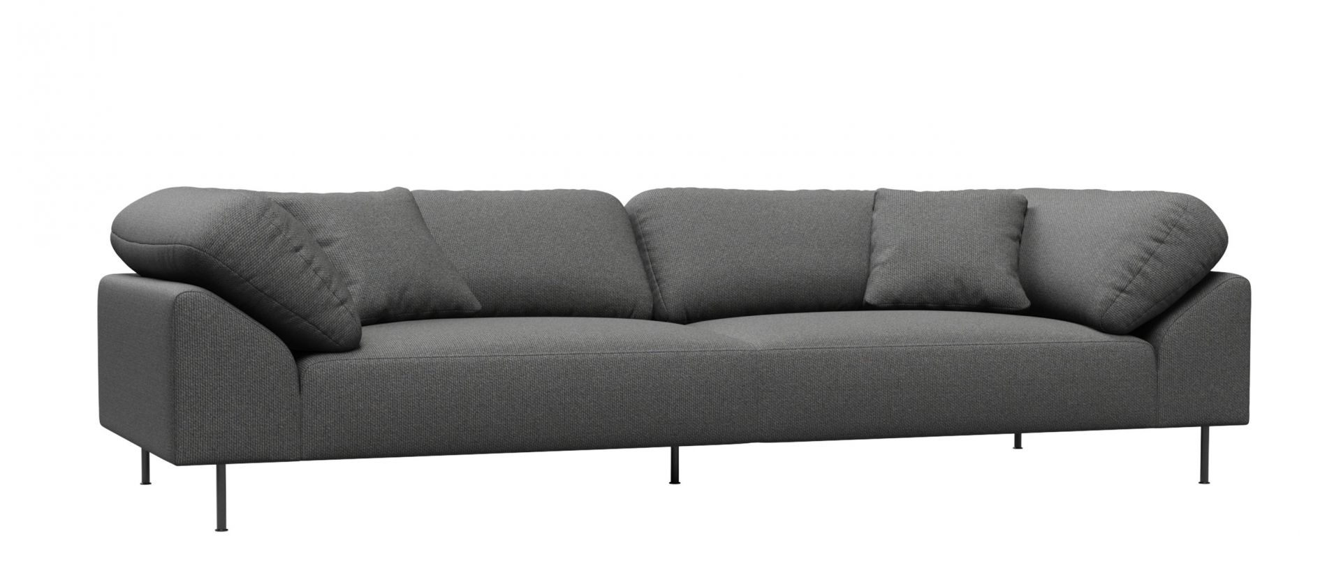 Graues Collar Sofa von Woud, ein moderner 3-Sitzer mit Kissen und minimalistischen Füßen.
