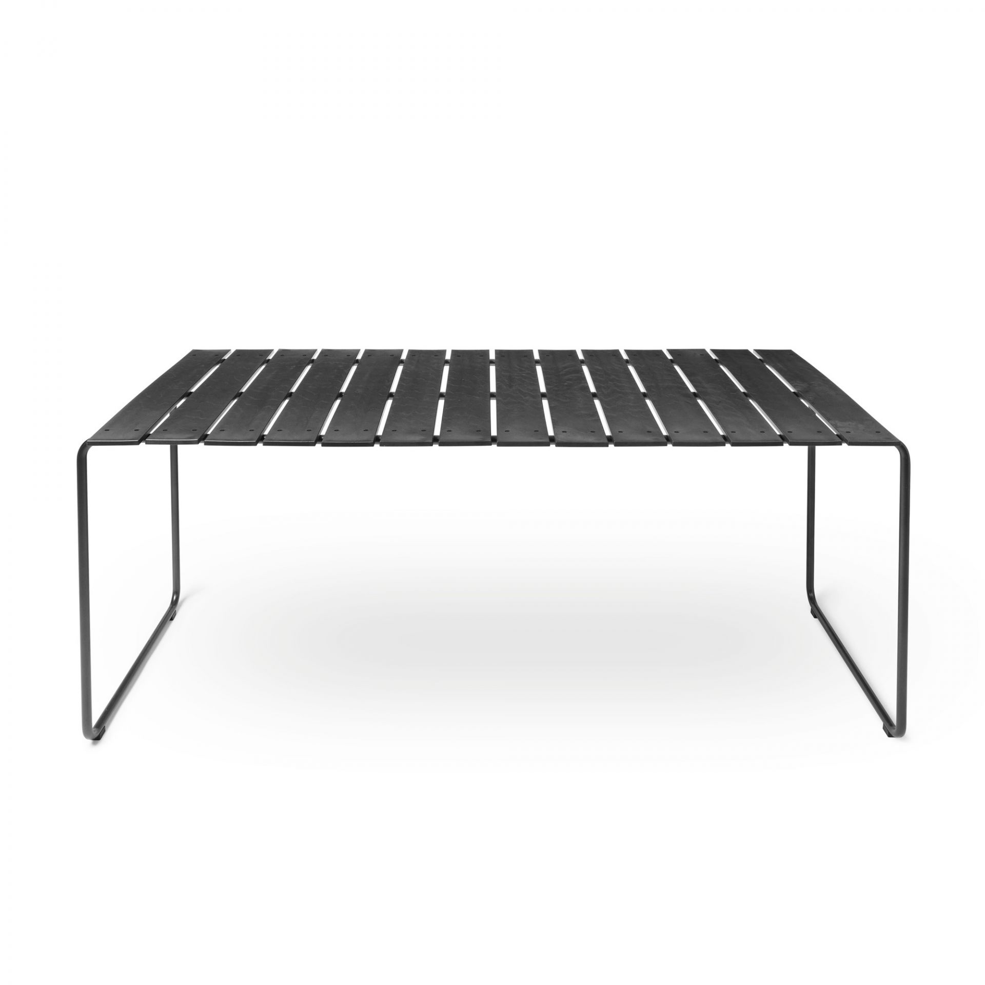 Schwarzer Ocean Table Outdoor Tisch für vier Personen, moderner Gartentisch mit Lattenrost.