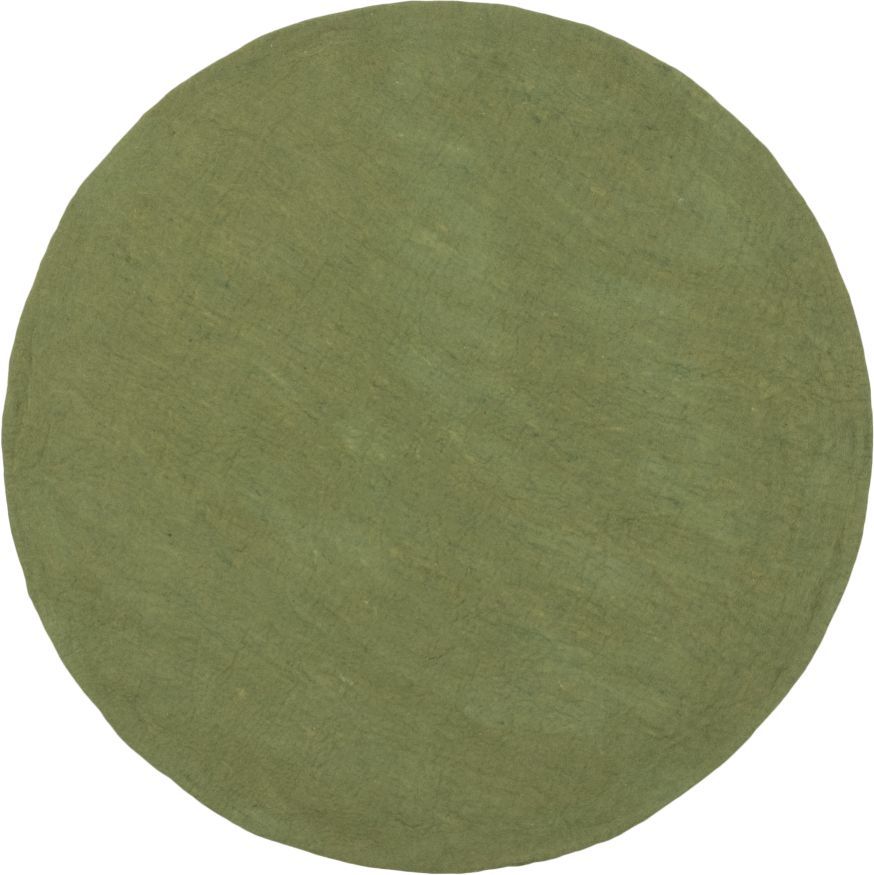 Grüner, runder Filzteppich (myfelt) mit 160 cm Durchmesser, ideal für Wohnzimmer und Schlafzimmer.