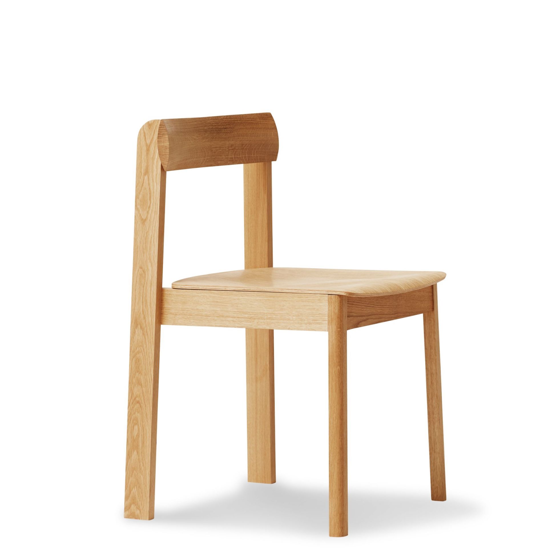 Blueprint Stuhl aus Eiche von Form & Refine, minimalistisches Design, helle Holzfarbe.