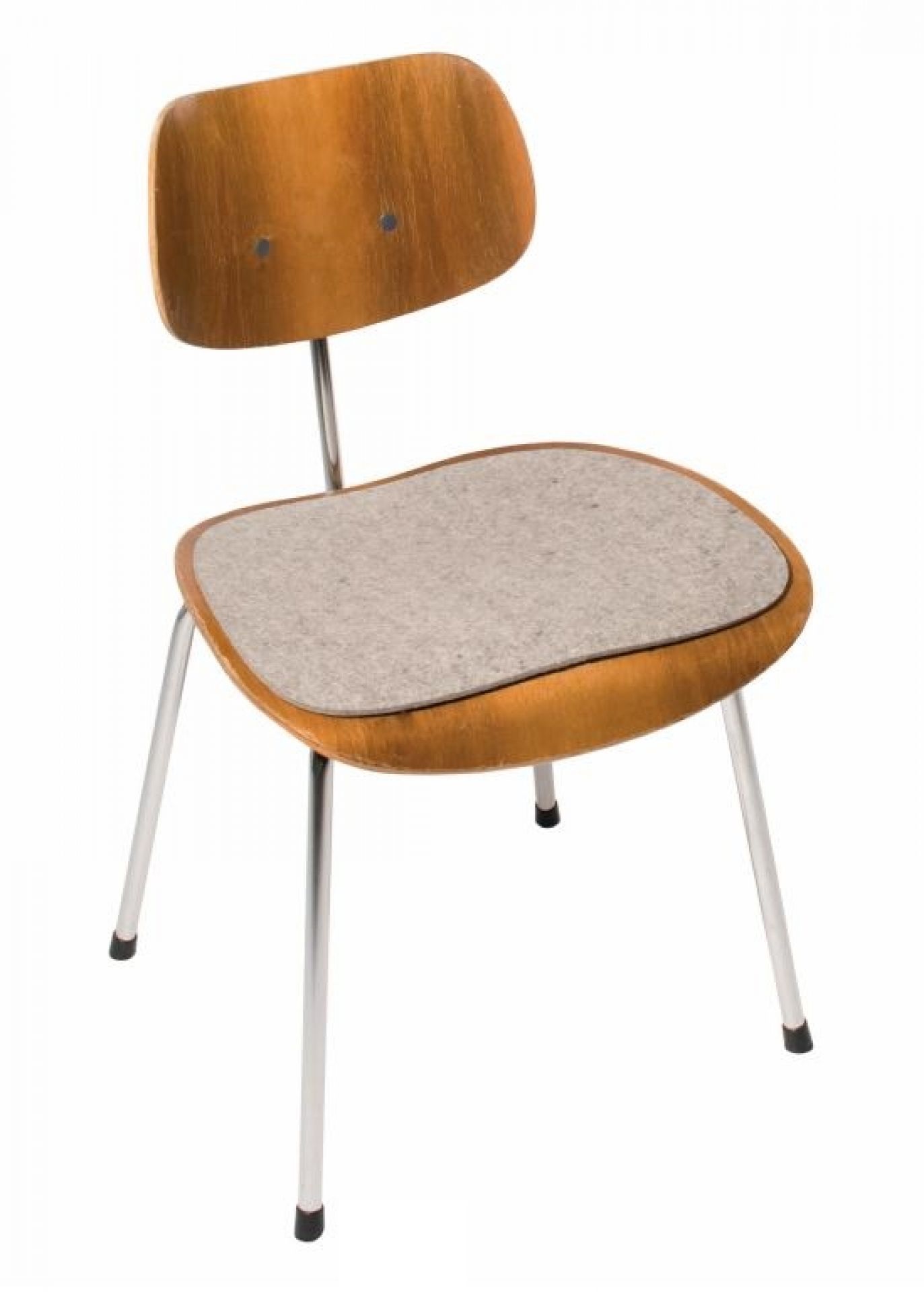 Eiermann SE68 Stuhl mit Filz Sitzauflage in Grau, bequeme Filzauflage für besseren Sitzkomfort.