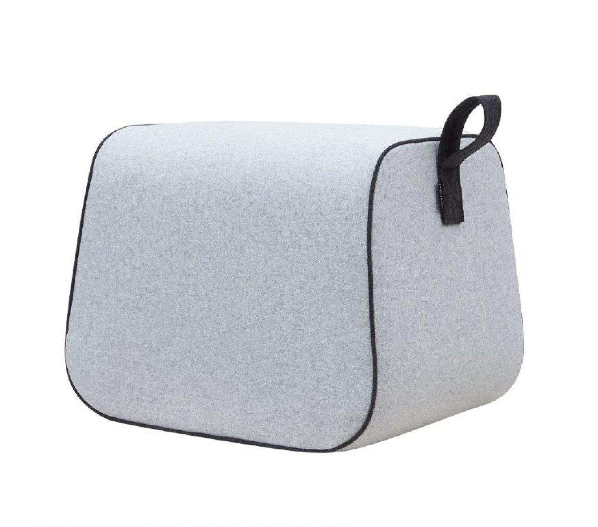 Grauer Nector Hocker mit Tragegriff, ideal als Sitzhocker oder Fußhocker für Wohnzimmer und Büro.