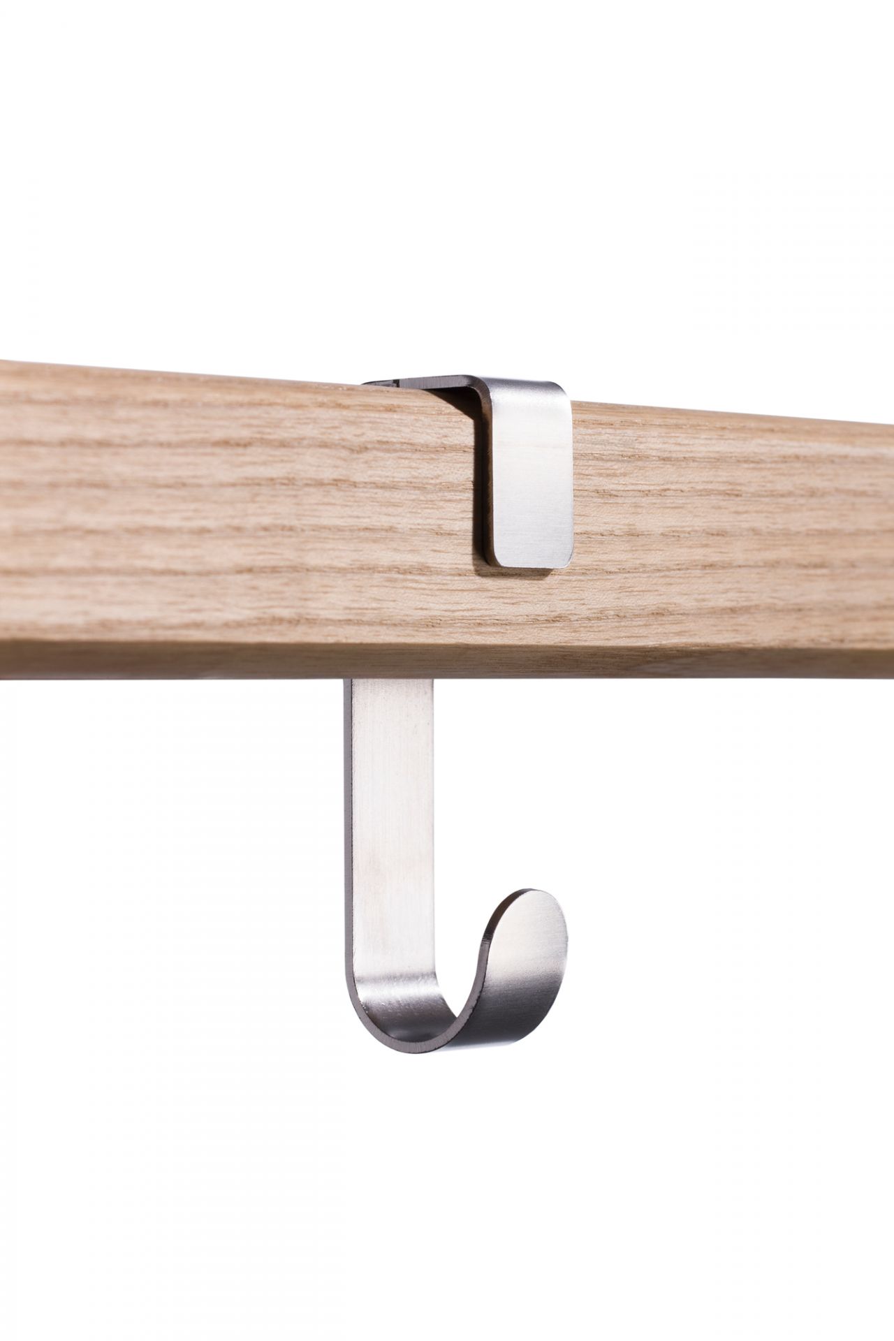 Edelstahl Haken für Garderobenstange, Teil des New Hang On Side by Side Sets.