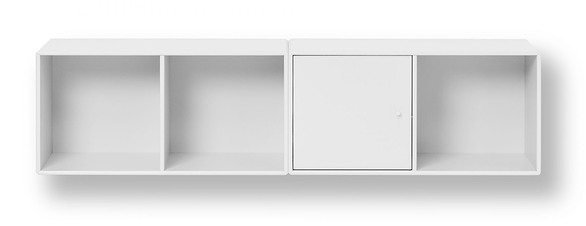 LINE Wandregal in Weiß von Montana: Modernes Regal mit Fächern und einer Tür.