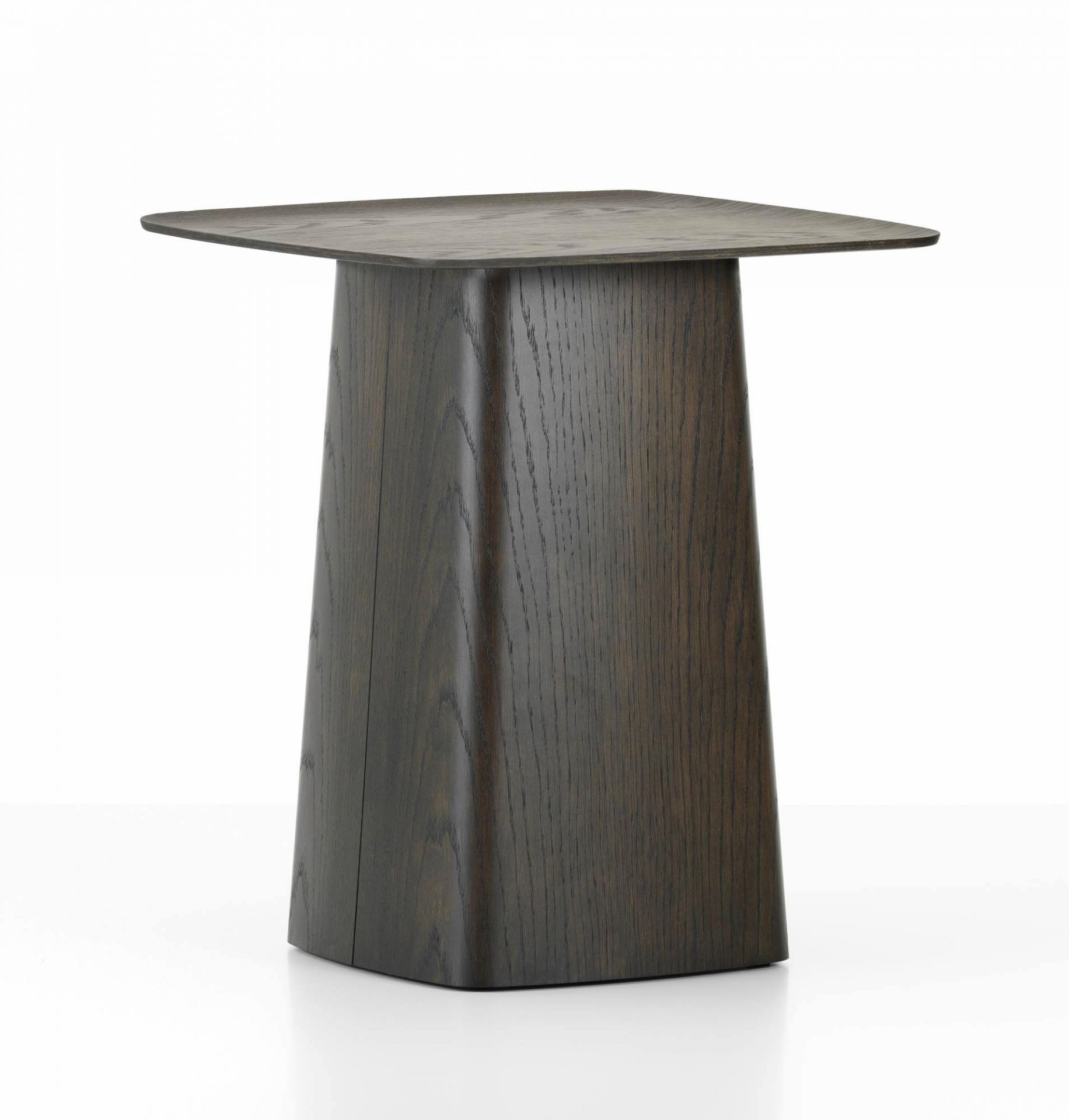 Holz Beistelltisch in Vitra-Eiche hell, quadratische Tischplatte und massivem Sockel für Wohnzimmer und Wartebereiche.