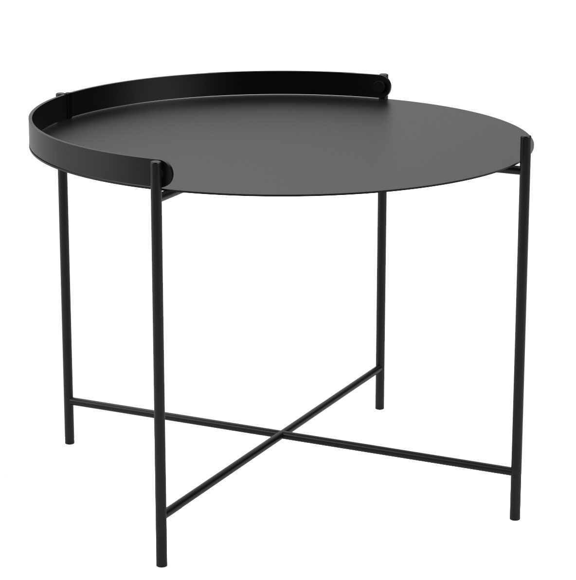 Schwarzer Houe Edge Tray Table Beistelltisch mittel mit runder Tischplatte und filigranem Metallgestell.