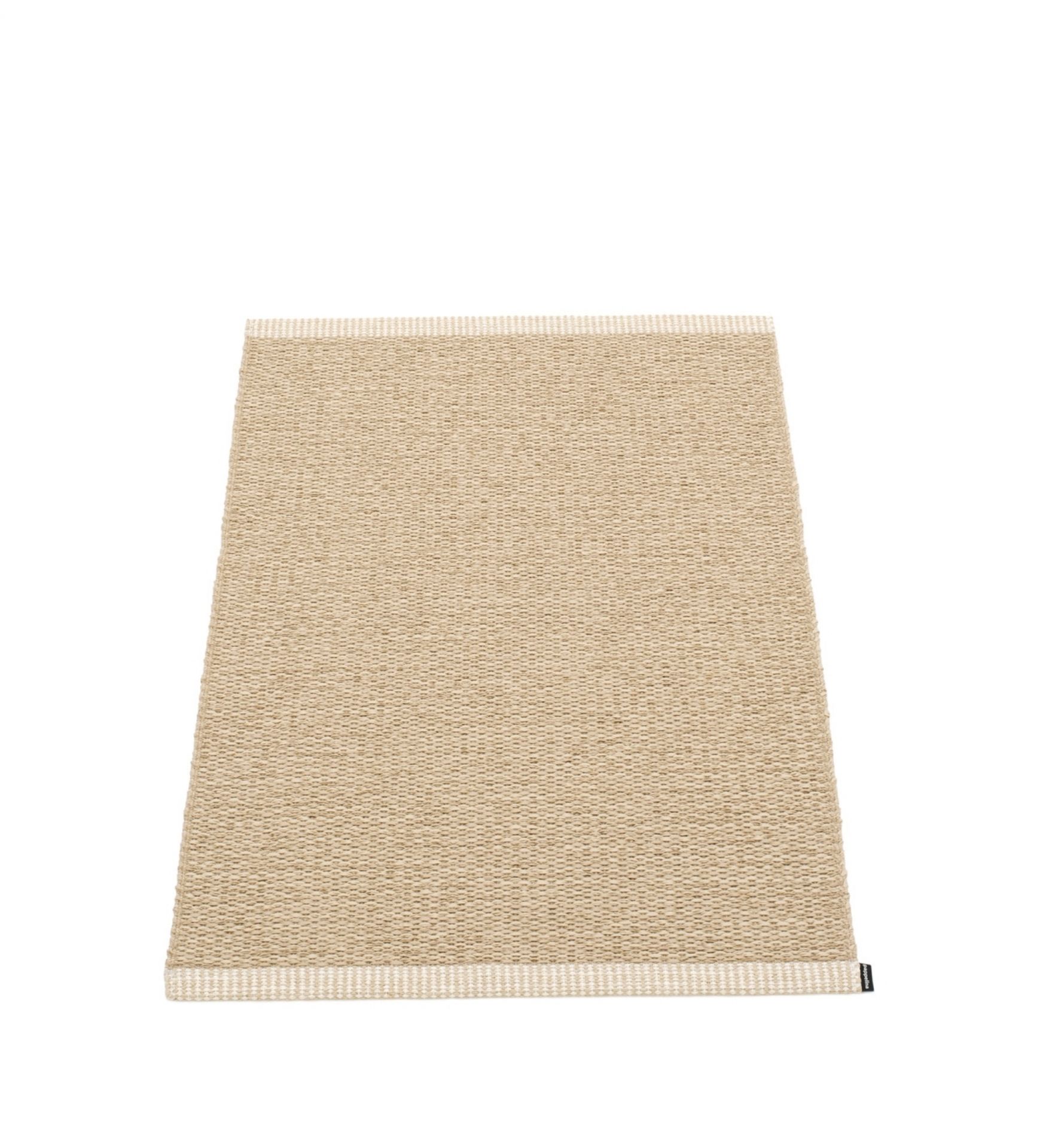 Beiger Pappelina Kunststoffteppich Mono, Größe 60 x 85 cm, gewebte Textur, Innen- und Außenbereich.