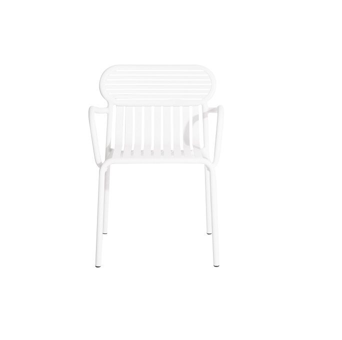 Weißer Week-End Gartenstuhl mit Armlehnen von Petite Friture, minimalistisches Design für den Außenbereich.