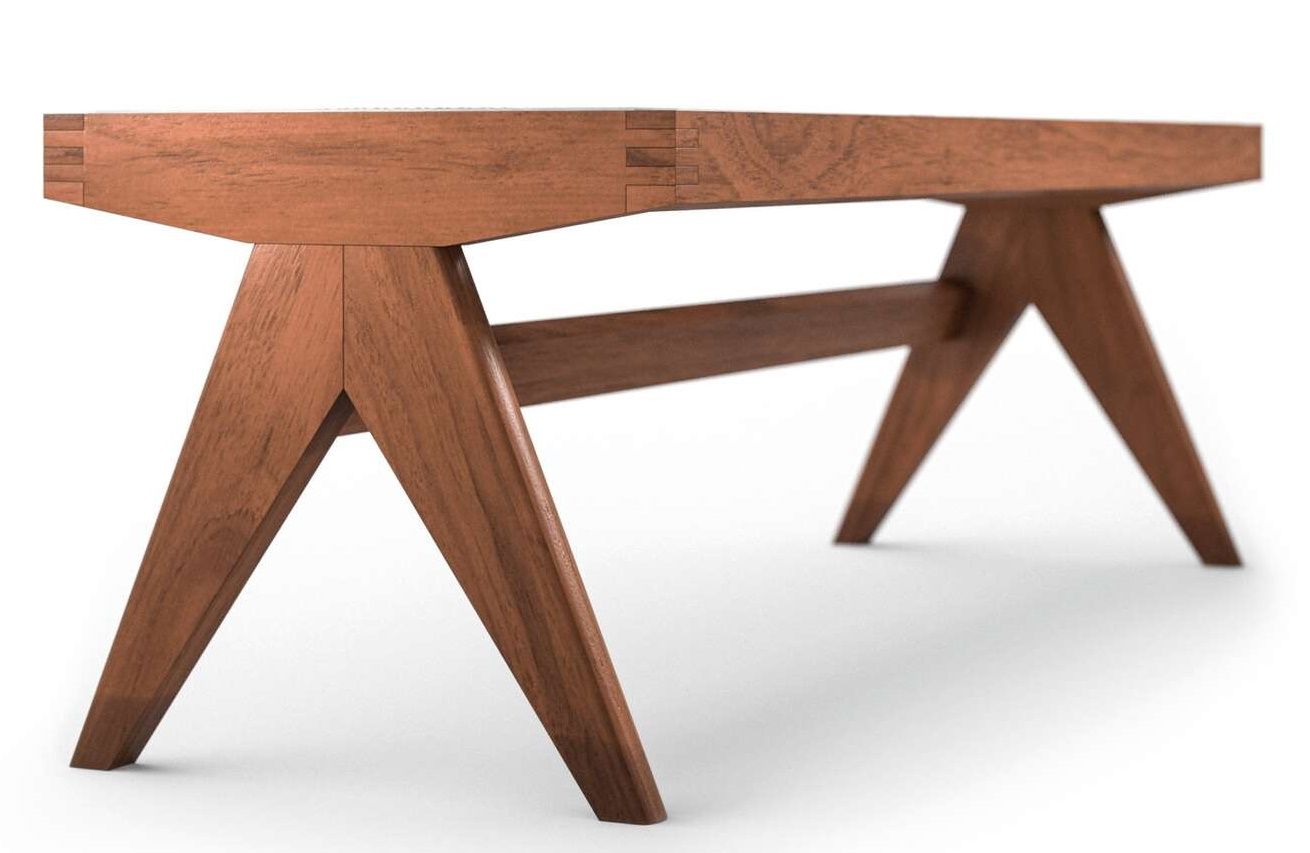 Teakholz Bank "Civil Bench" von Cassina: Moderne Holzbank mit markantem Design.