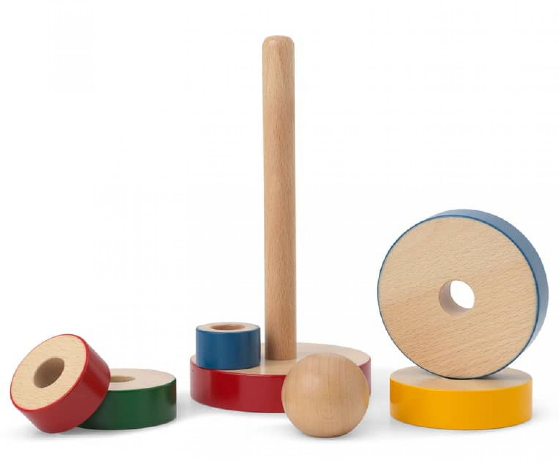 Kay Bojesen Stabel Tarn Pyramidenturm aus Holz, bunt, für Kinder zum Stapeln und Spielen.