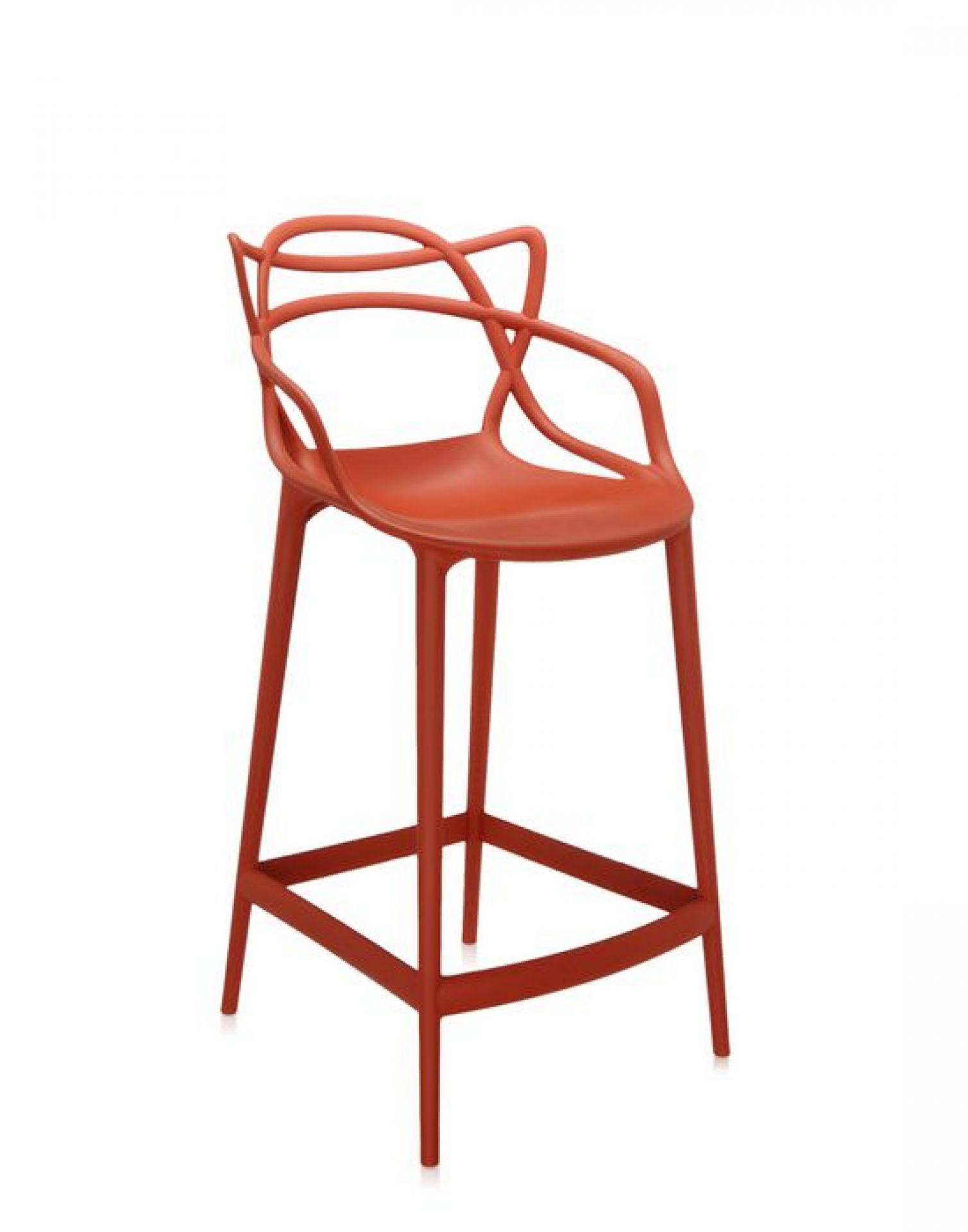 Roter Masters Barhocker von Kartell mit Armlehnen und einzigartigem Design.