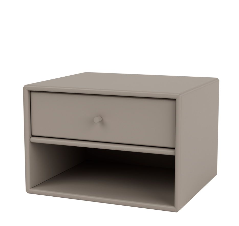 Bild eines Dash Nachttischs in Truffle Montana mit Schublade und Ablagefach.