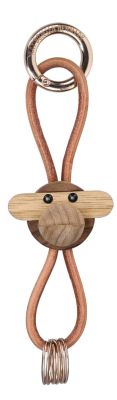Affe Schlüsselanhänger goldfarbenes Metall mit Naturleder Kay Bojesen