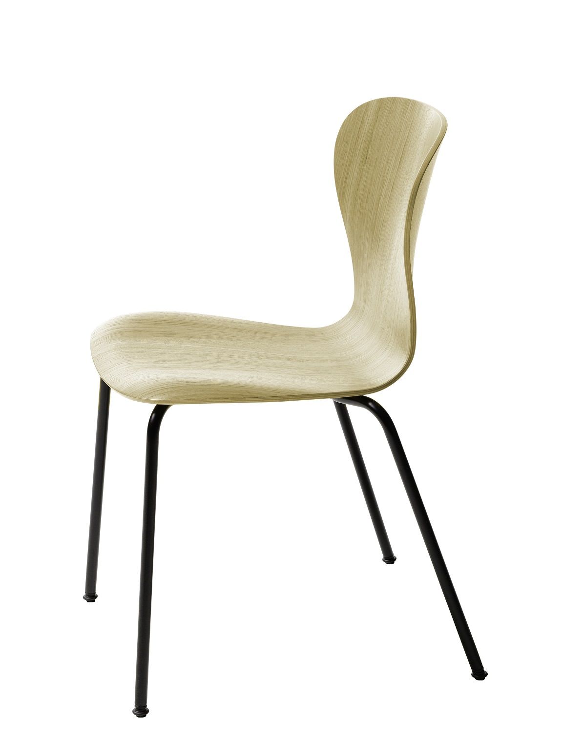 S 220 Formholzstuhl von Thonet: Moderner Holzstuhl ohne Armlehne mit schwarzem Stahlgestell.