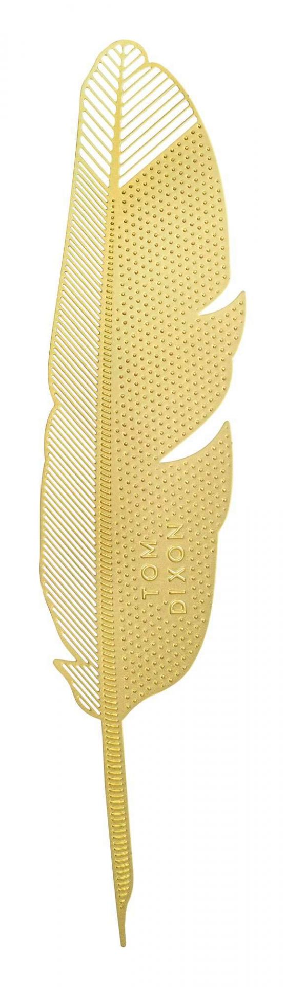 Goldenes Tool the Bookworm Quill Lesezeichen von Tom Dixon in Federform für Bücherliebhaber.