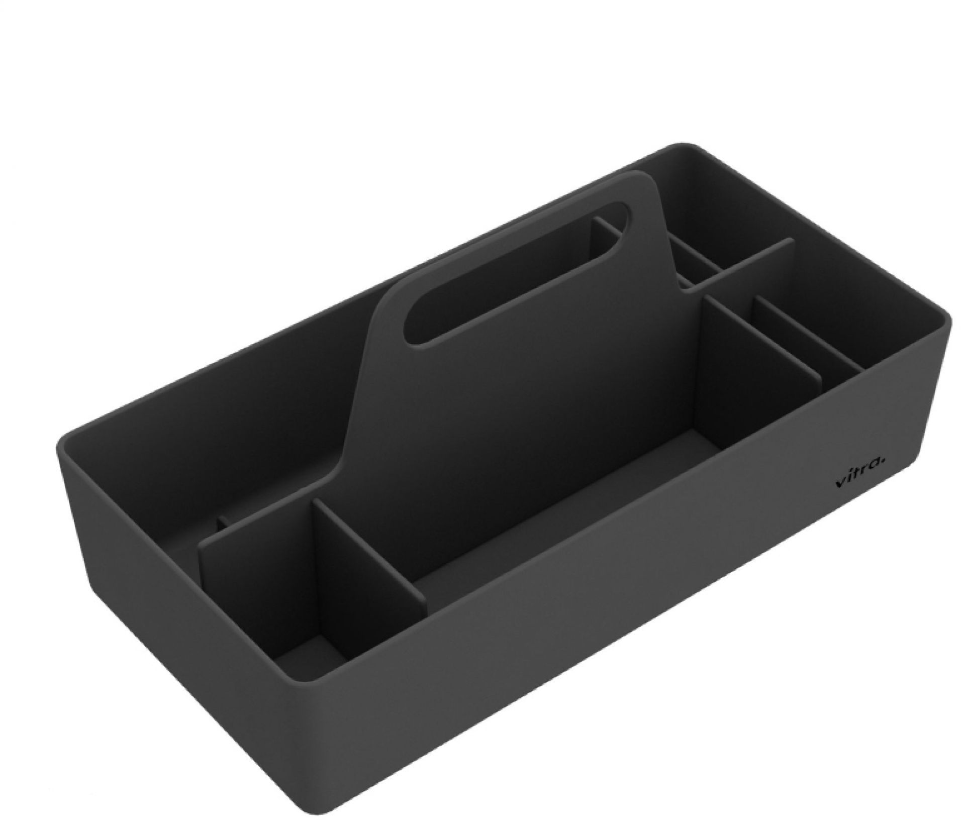 Vitra Toolbox RE, Basic dark, Organisationsbox mit Fächern und Tragegriff für Büro und Zuhause.