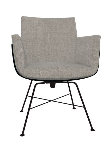 Alvo Drehstuhl mit Armlehnen, Stoffbezug in Grau und schwarzem Drahtgestell. Bürostuhl.
