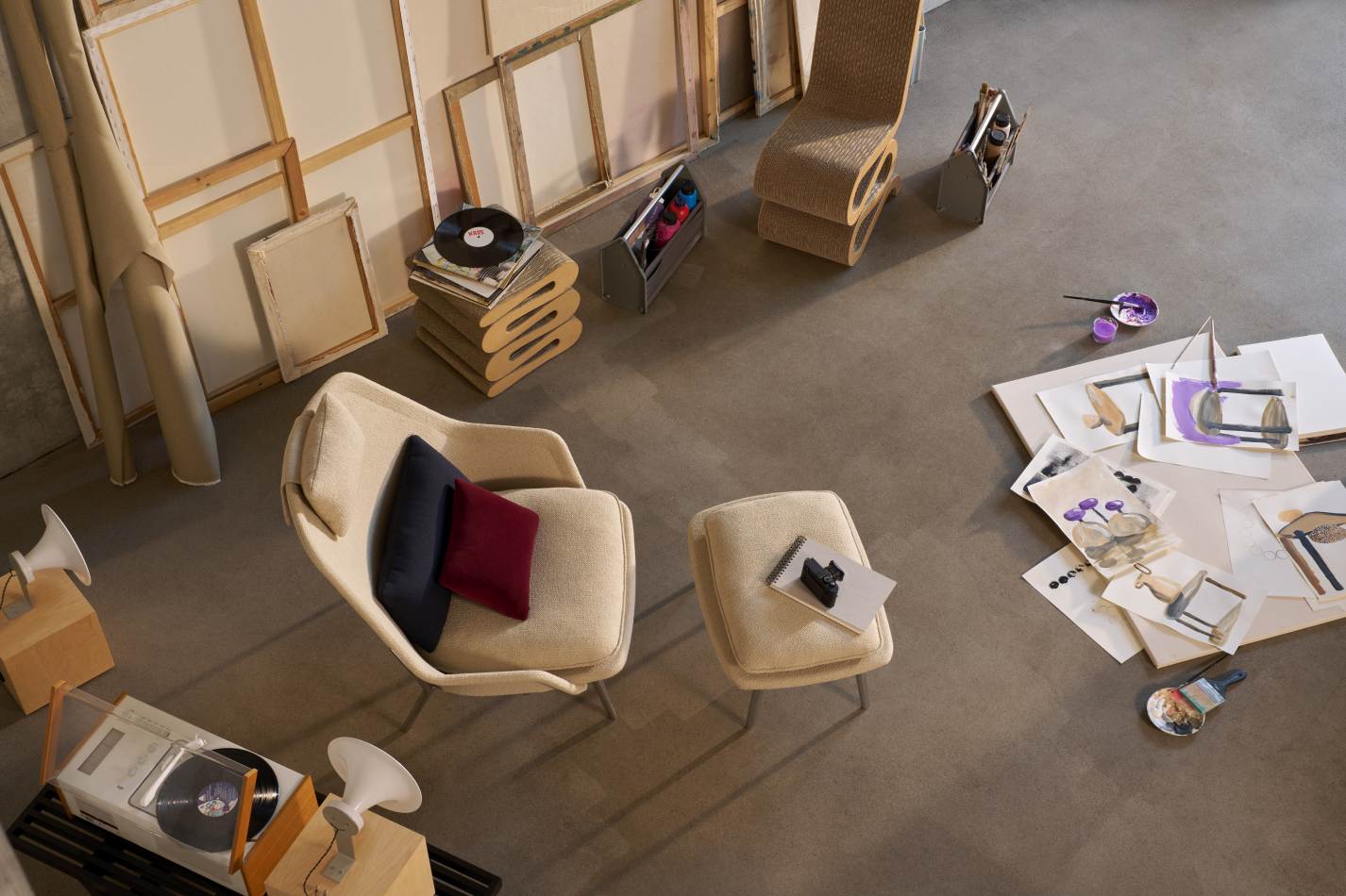 Slow Chair & Ottoman Sessel Stoff Vitra