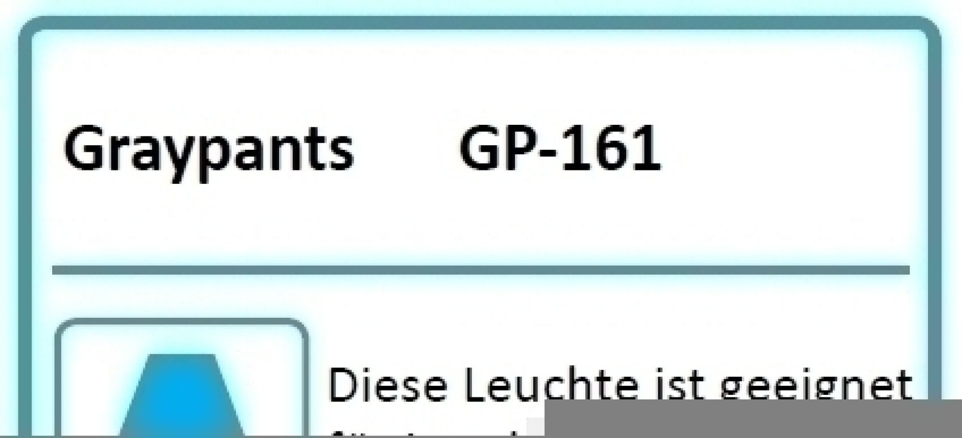 Produktinformationen zur Graypants GP-161 Leuchte.