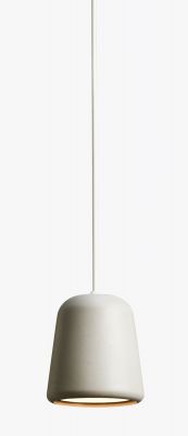 Material Pendant Pendelleuchte aus Beton in hellgrau und weiß mit weißem Kabel.