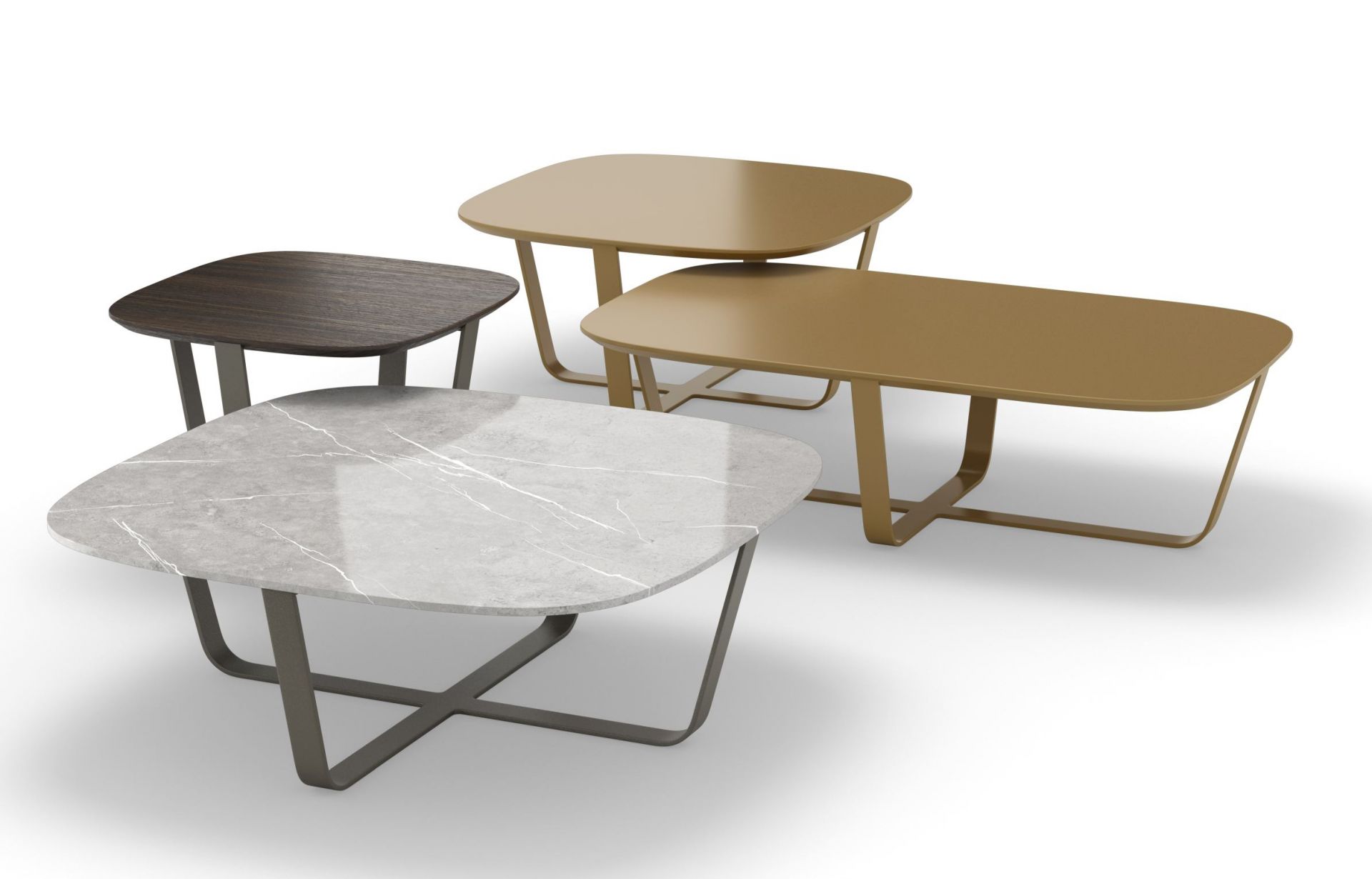 Nook Beistelltische von Cor: Couchtische mit Marmor-, Holz- und Lackoberflächen in verschiedenen Größen.